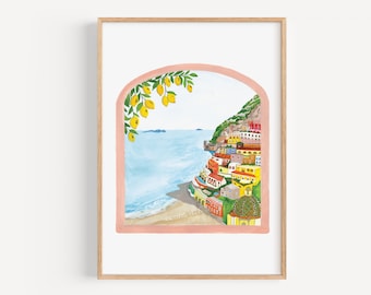 Positano Italian Amalfi coast Art Print A4 or A5