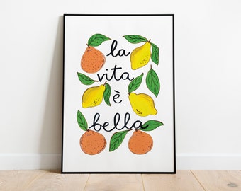 La Vita è Bella oranges and lemons A4 print