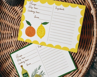 Recipe cards: olive oil and lemons and oranges