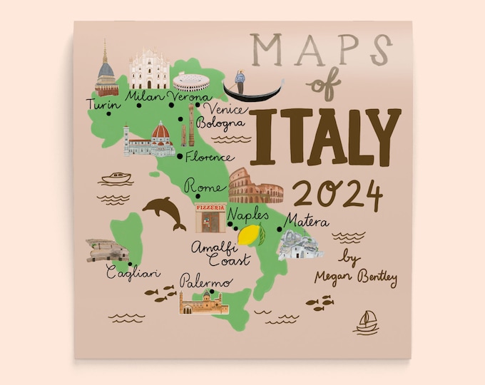 Maps of Italy 2024 Calendar Etsy