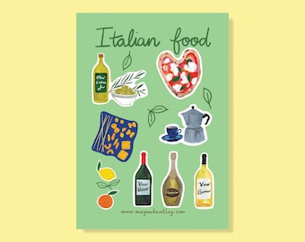 Italian food sticker sheet A6