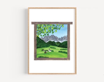 Dolomites Italy Art Print A4 or A5