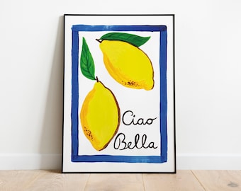 Ciao Bella lemons A4 print