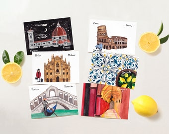 Italian cities postcard set