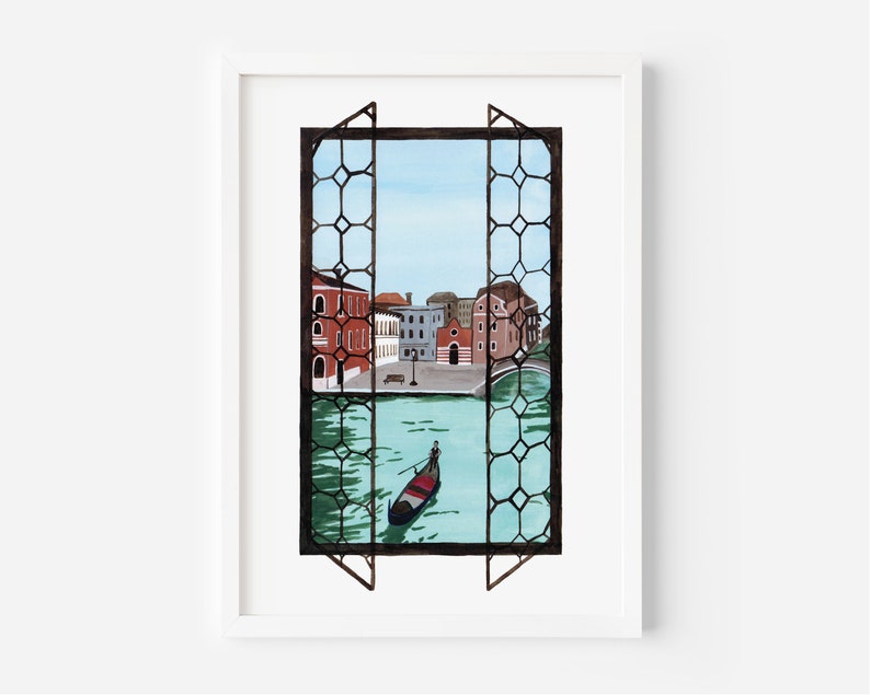 Venice Italy Art Print gondola on the canal A4 or A5 画像 2