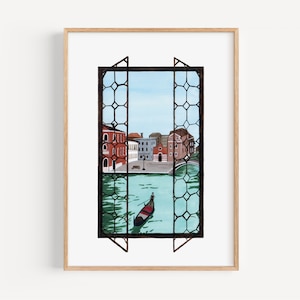 Venice Italy Art Print gondola on the canal A4 or A5 画像 1