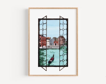 Venice Italy Art Print gondola on the canal A4 or A5