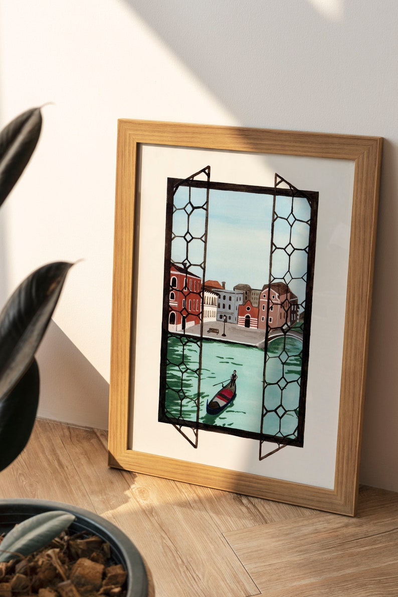 Venice Italy Art Print gondola on the canal A4 or A5 画像 4