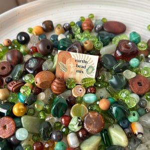 Earthy Bead Soup Mix, Stone, Wood, Czech Glass, Ceramic Beads, for DIY jewelry