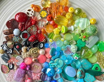 Mystery Bead Soup Mix | Unique/Fun Beads | Letters, Animals, Charms, Shells | Trinket grab bag