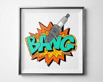 Retro Pop Art Automotive Spark Plug Print