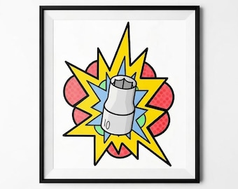 Retro Pop Art 10mm Socket Automotive Print