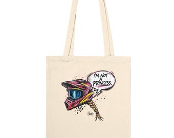 Motocross Tote Bag: "I'm Not a Princess" Cotton Canvas Bag