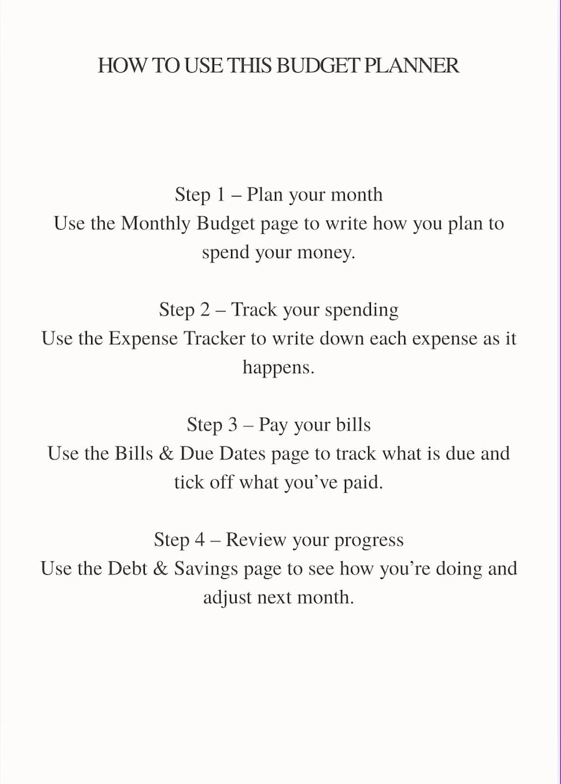Simple ADHD Budget Planner Printable Monthly Budget, Expense & Bills