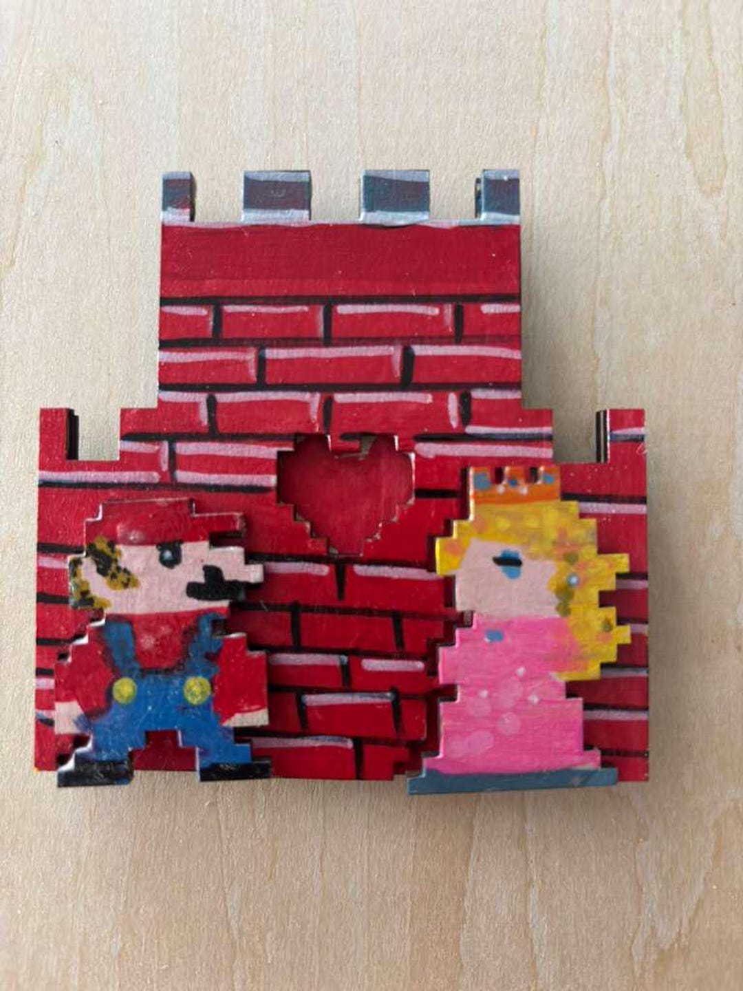 Pixel Handmade Things Handmade Retro Pixel Art Magnet – 8 Bit Love Castle Wooden Fridge ...