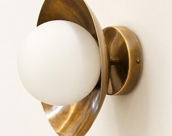 Modern Brass Vanity Light | Vintage Globe Wall Sconce | Bathroom Hallway Bedroom Lighting Fixture