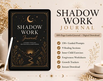 Shadow Work Journal PDF | 130+ Guided Prompts | Inner Child Healing Workbook | Self Discovery Journal | Printable Digital Download