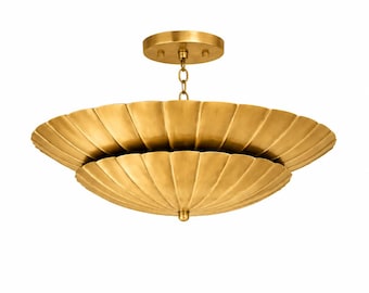 Modern Brass Chandelier, Lotus Flower Ceiling Light, Mid Century Modern Pendant Light, Luxury Living Room Lighting Fixture