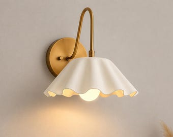 Minimalist Wall Sconce | Modern Brass Wall Lamp | Soft Warm Lighting | Luxury Bedroom Reading Light