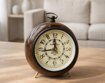 Old Vintage Table Clock | Rustic Antique Desk Clock | Traditional Home Decor Accent