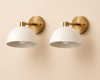 Brass Dome Wall Sconce, Mid Century Modern Wall Light, Minimalist  Wall Lamp, Bedroom Bedside Lighting