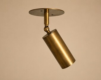 Adjustable Brass Ceiling Spotlight, Mid Century Modern Directional Light, Antique Brass Flush Mount Ceiling Fixture, Modern Accent Lighting
