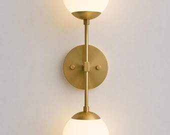 Handcrafted Dual Globe Brass Sconce - Mid-Century Modern Wall Light