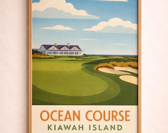 Kiawah Island Ocean Course Golf Print | Vintage South Carolina Coastal Art