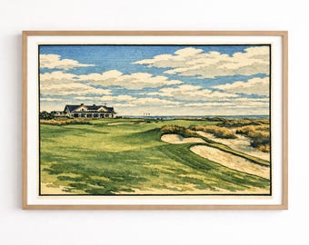 Kiawah Island Ocean Course Print – Japanese Woodblock Style Golf Art