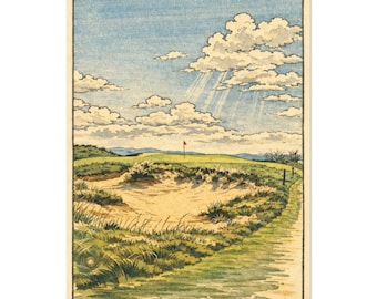 Liverpool Hoylake Golf Print–  Japanese Woodblock - UK Golf Wall Decor Gift for Golfers