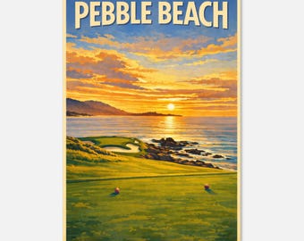 Pebble Beach Golf Poster | Iconic No. 7 Coastal Golf Art Print