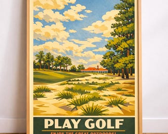 Pinehurst Golf Poster – National Park Style Art, Vintage WPA Travel Print