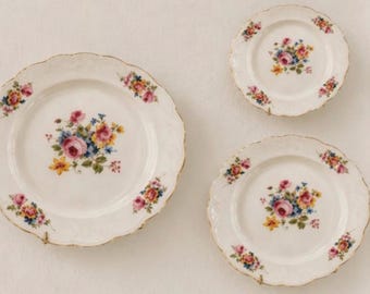 Plate Wall Set of 3 | Plate Wall Decor | Vintage Floral China Wall Display