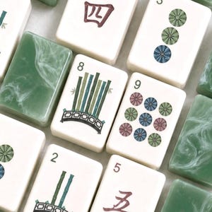 Sage Green Mahjong Tiles  | American Mahjong Set l Botanical Mahjong Game Tiles