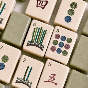 Sage Green Mahjong Tiles | American Mahjong Set l Botanical Mahjong Game Tiles image 1