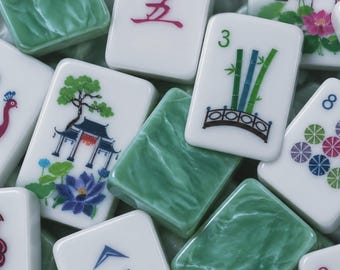 Sage Green Mahjong Tiles Set | l American Mahjong  l Botanical Mahjong Tiles