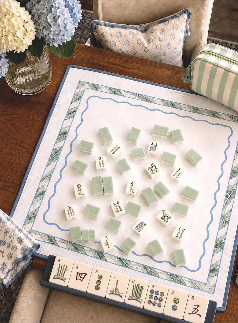 Sage Green Mahjong Tiles | American Mahjong Set l Botanical Mahjong Game Tiles image 2