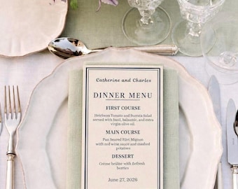 Custom Wedding Menu Template: Elegant Dinner Reception Signage (5x7)' (Digital Download)
