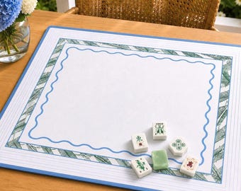 Botanical Mahjong Mat | Tropical Palm Frond Game Night Accessory