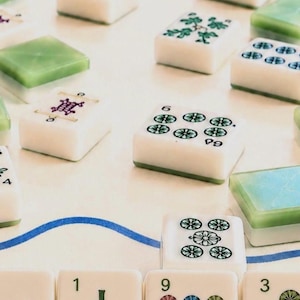 Sage Green Mahjong Tiles | American Mahjong Set l Botanical Mahjong Game Tiles image 5