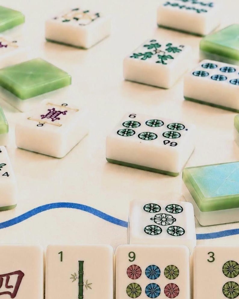 Sage Green Mahjong Tiles | American Mahjong Set l Botanical Mahjong Game Tiles image 5