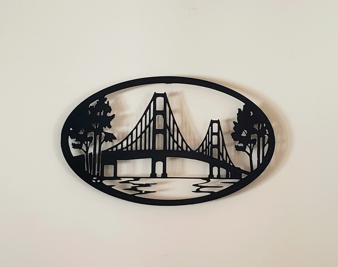 Mackinac Bridge in Oval Metal Art Etsy