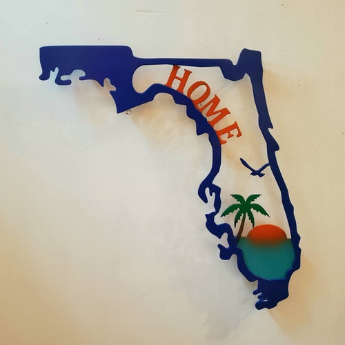 Florida Map Wall Art 24 X 36 Window Frame Etsy