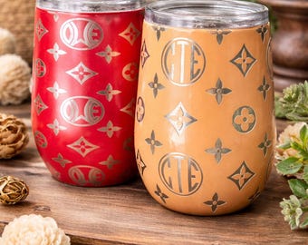 Luxury Pattern Monogram Wine Tumbler