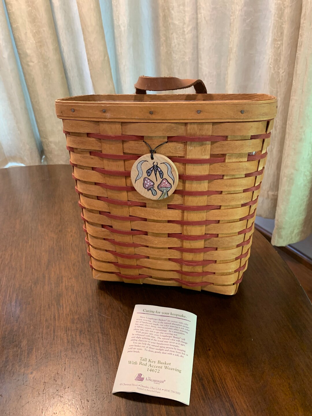 Longaberger Large Tall Key Basket With Red Accent Weaving and Etsy