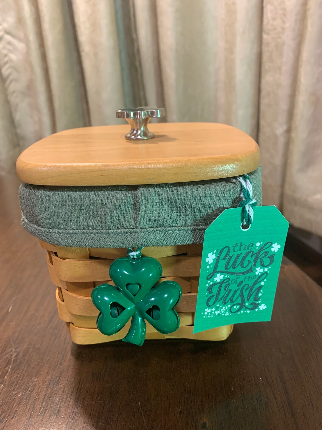 Longaberger Teaspoon Spoon Basket With Longaberger St Patricks Day Knob
