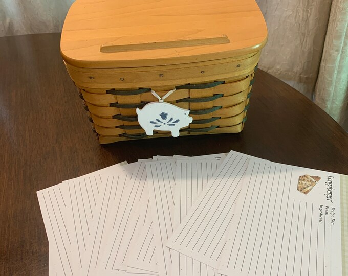 Longaberger Large Recipe Basket Blue With Plastic Protector, Recipe