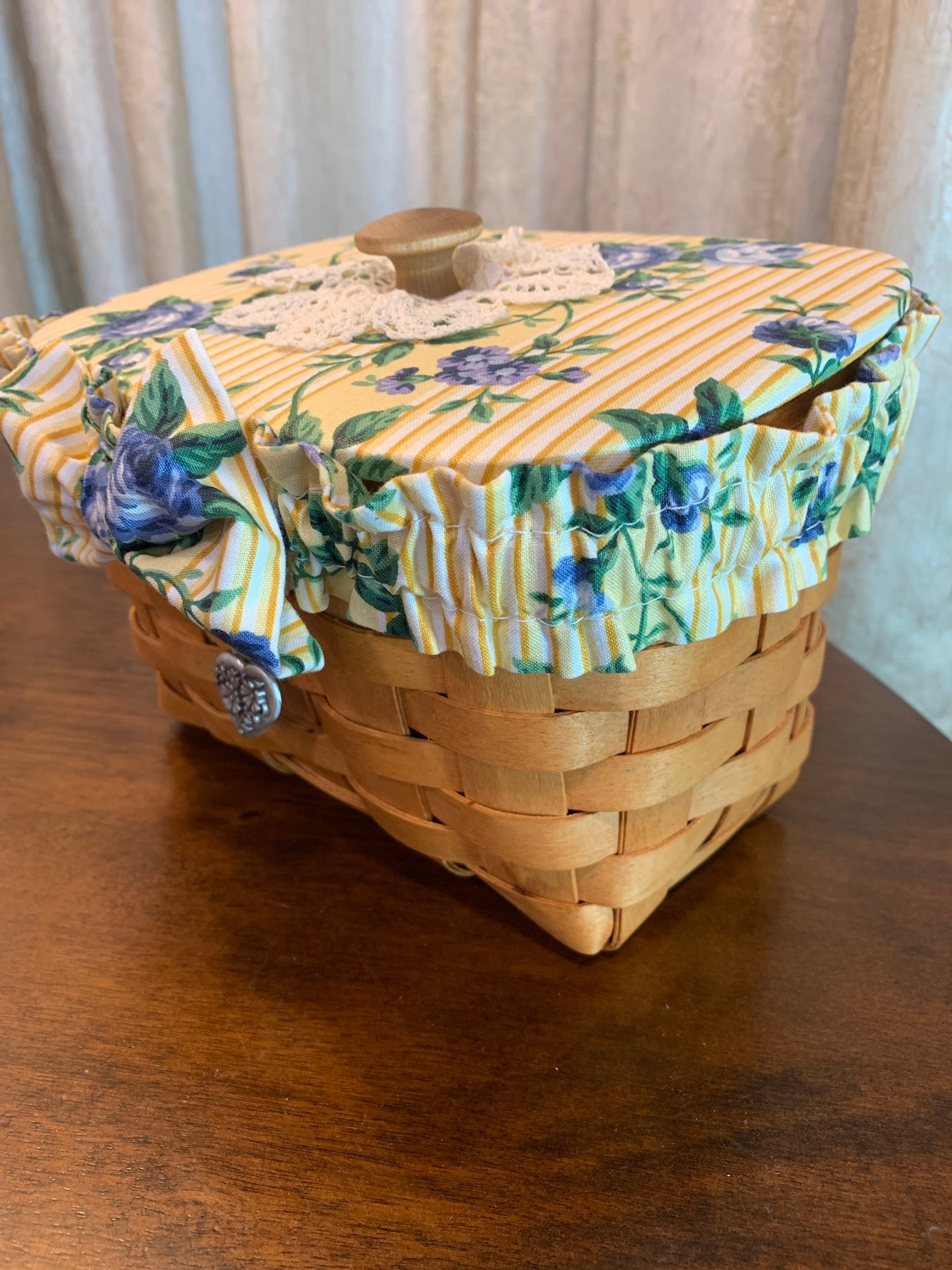 Longaberger large Recipe Basket Combo with Rose Trellis Lid & Etsy