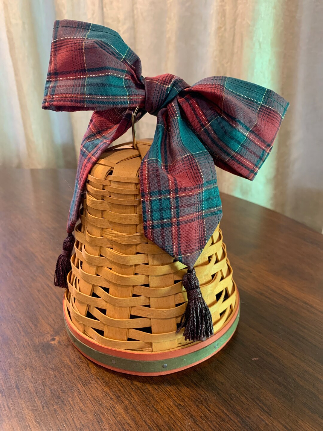 Longaberger Noel Bell Basket Century 2000 With Holiday Plaid Etsy