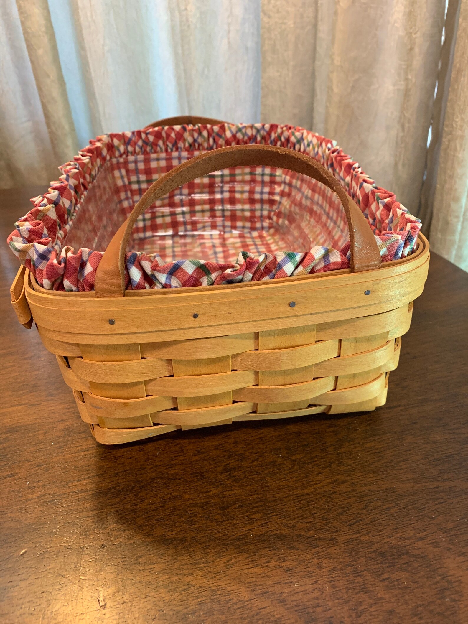 Longaberger Basket Large Pantry With New Cherry Plaid Liner Etsy